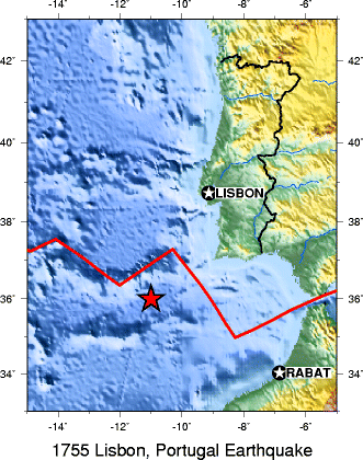 1755 Lisbon Earthquake Location